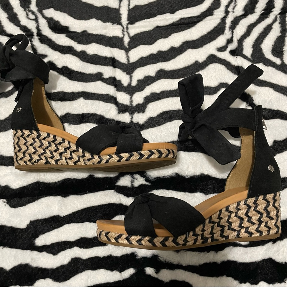 Ugg Black Espadrille Wedge Sandals